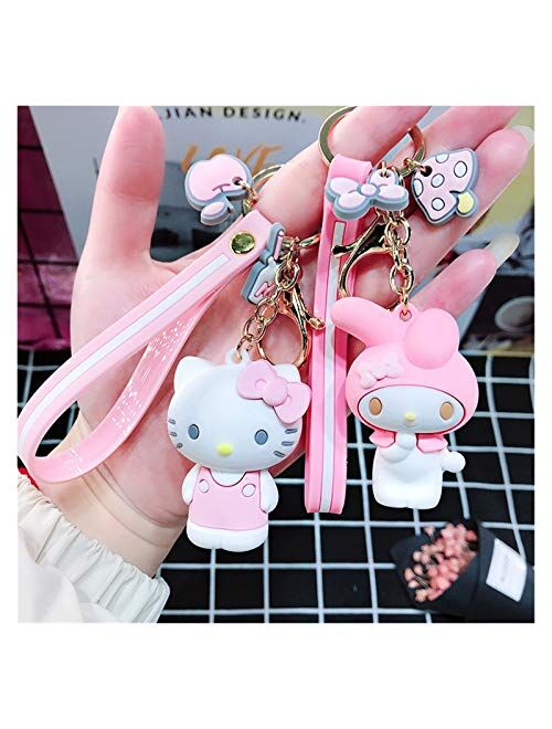 Fylsdes Cartoon Keychain Cartoon Keychain Key Ring Girl Charm Bag Pendant Car New Key Chain Gift Interior Accessories (Color : Hello Kitty)
