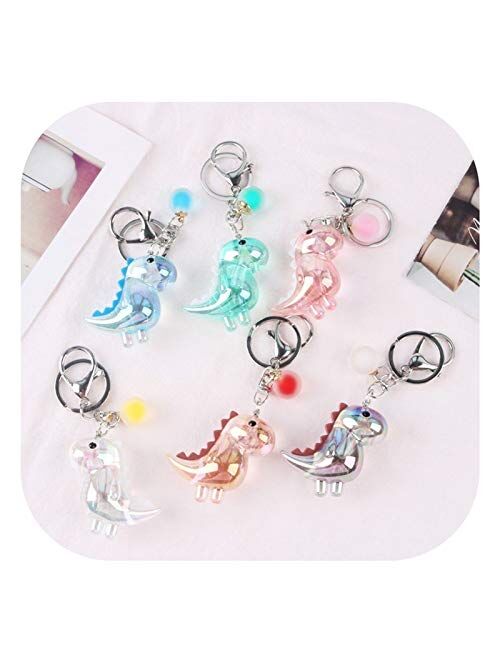 Fylsdes Cartoon Keychain Fashion Cartoon Dinosaur Keychain Cute Animal Doll Pendant Keyring Car Bag Key Chain for Women Couple Keyfob Gift Interior Accessories (Color : 0
