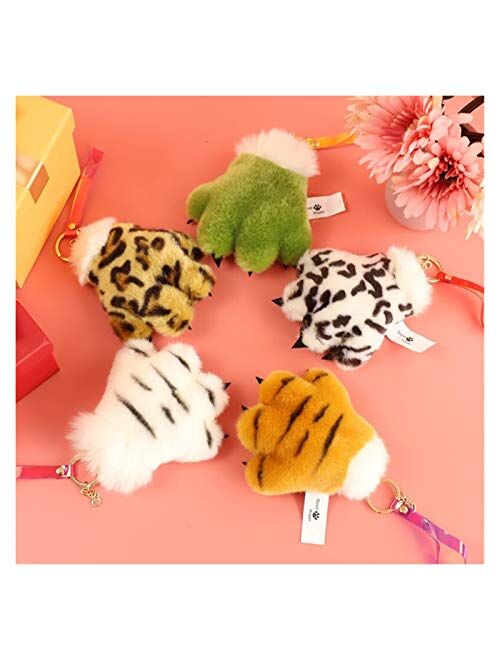 Fylsdes Cartoon Keychain Cute Tiger Palm Pendant Panda Dinosaur Paw Plush Toy Bag Decoration Leopard Gloves Keychain Children Gift Interior Accessories (Color : 1)