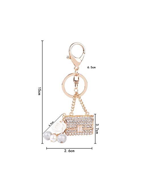 Fylsdes Cartoon Keychain Cute Rhinestone Bag Keychain Pendant Car Keyring Lady Gifts Key Holder Women Bag Charms Key Chains Interior Accessories (Color : Gold)