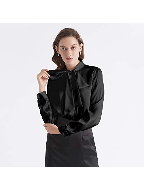 LilySilk Bow-tie Neck Long Sleeve Buttons Vintage Silk Blouse