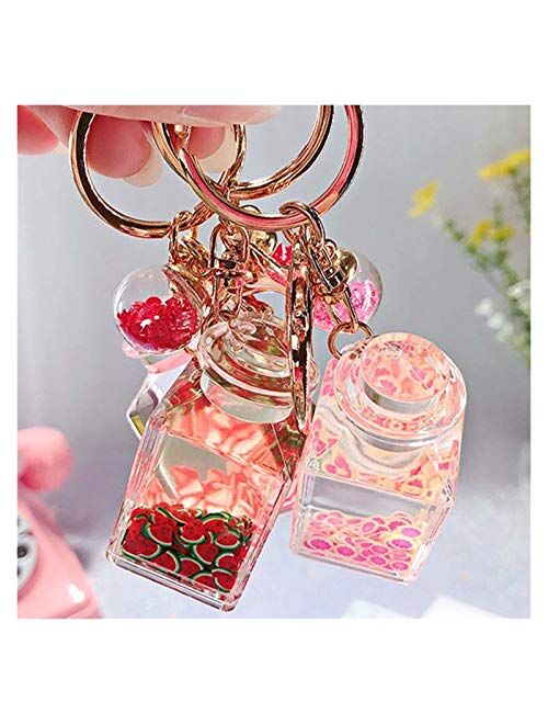 Fylsdes Cartoon Keychain 1Pc Creative Popsicle Glitter Key Chain Quicksand Keychain Liquid Floating Fruit Keyring Backpack Pendant Gift Interior Accessories (Color : 7)