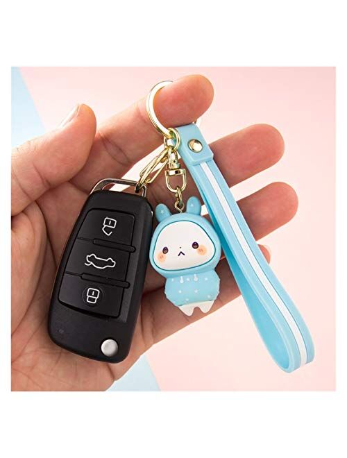 Fylsdes Cartoon Keychain Cute Rabbit Doll Keychain Pendant Creative Personality Car Chain Ring A Pair of Simple Couple Kawaii Bag Ornaments Gift Interior Accessories (Col