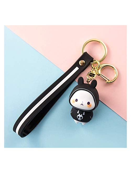 Fylsdes Cartoon Keychain Cute Rabbit Doll Keychain Pendant Creative Personality Car Chain Ring A Pair of Simple Couple Kawaii Bag Ornaments Gift Interior Accessories (Col