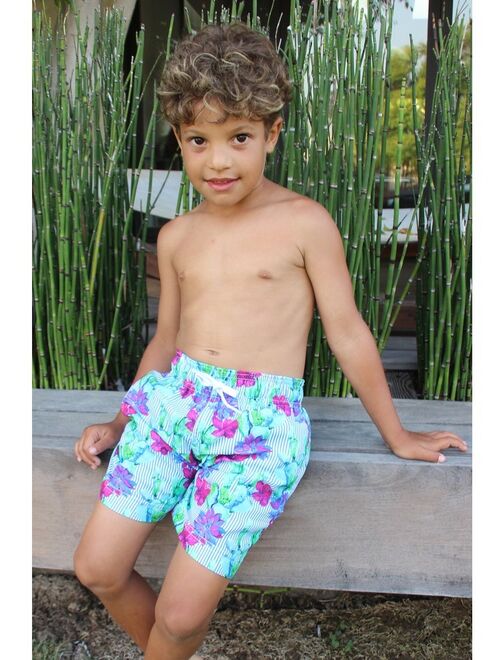 Azul Little Boys Multi Color Desert Oasis Print Drawstring Swim Shorts