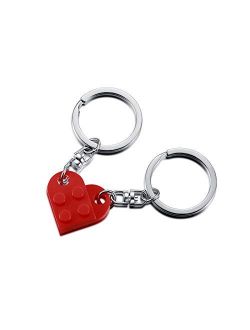 Brick keychain for Couples Friendship - 2pcs matching heart keychain set for Girlfriend Boyfriend Couples Valentine's Day BFF