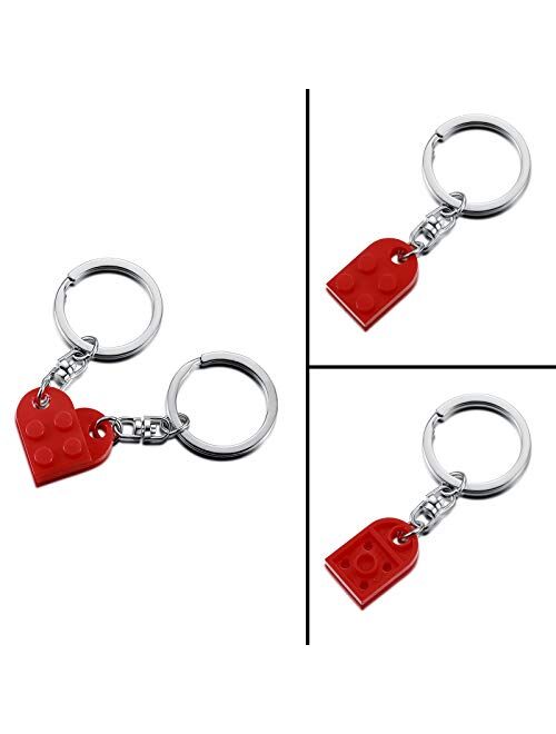Brick keychain for Couples Friendship - 2pcs matching heart keychain set for Girlfriend Boyfriend Couples Valentine's Day BFF