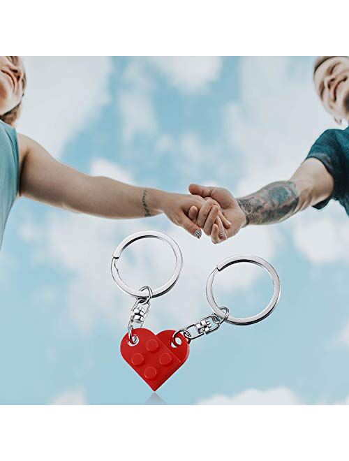 Brick keychain for Couples Friendship - 2pcs matching heart keychain set for Girlfriend Boyfriend Couples Valentine's Day BFF