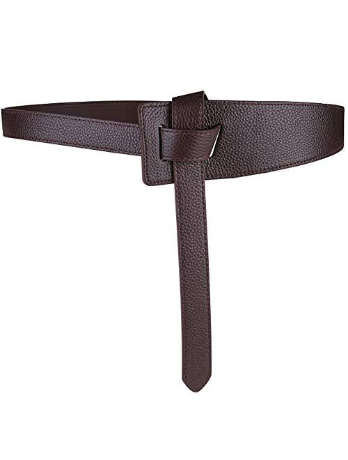ALAIX Women's Leather Belt Dress Belt for Jeans Jumpsuit Coat Fashion Tie a Knot Genuine Leather Waist Belt