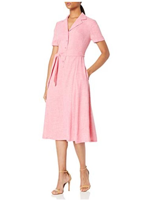 Anne Klein Women's Notch Collar Belted Shirt Dress