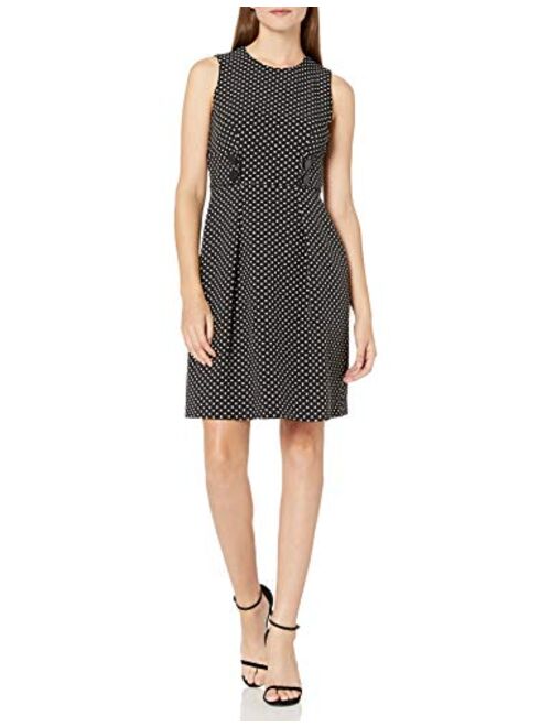 Anne Klein Women's Two Button Sleeveless Fit and Flare Dress
