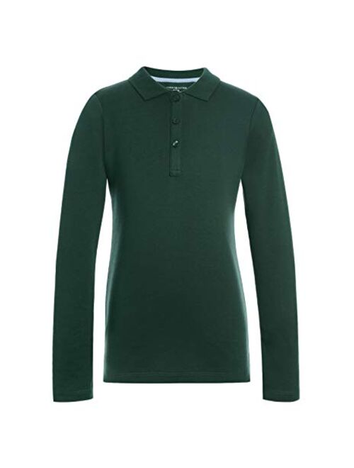 Kids School Uniform Clothes Tommy Hilfiger Long Sleeve Interlock Girls Fit Polo Shirt