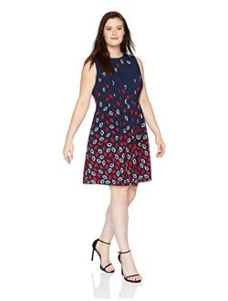 Women's Size Plus Seamed Crepe Fit & Flare Dress
