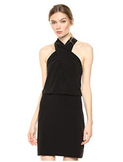 Sleeveless Wrap-Neck Fitted Dress