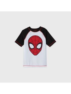 Boys' Spider-Man Rash Guard Swim Shirt - White/Black