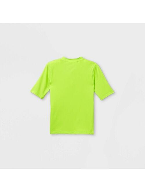Boys' Catcus Hit Short Sleeve Rash Guard Swim Shirt - Cat & Jack™ Lime