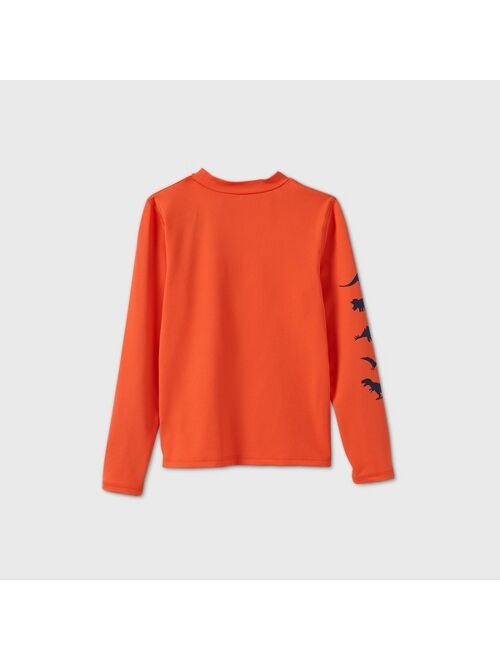 Boys' Long Sleeve Dino Rash Guard Swim Shirt - Cat & Jack™ Orange