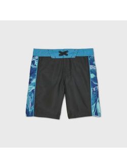 Boys' Floral Side Print Swim Trunks - art class™ Black