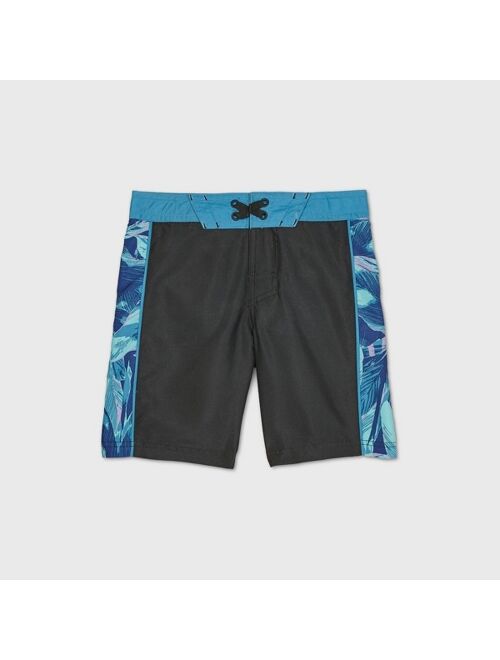 Boys' Floral Side Print Swim Trunks - art class™ Black