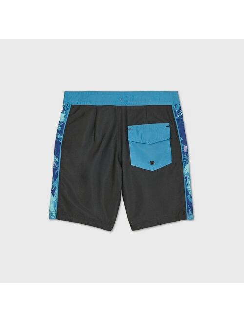 Boys' Floral Side Print Swim Trunks - art class™ Black