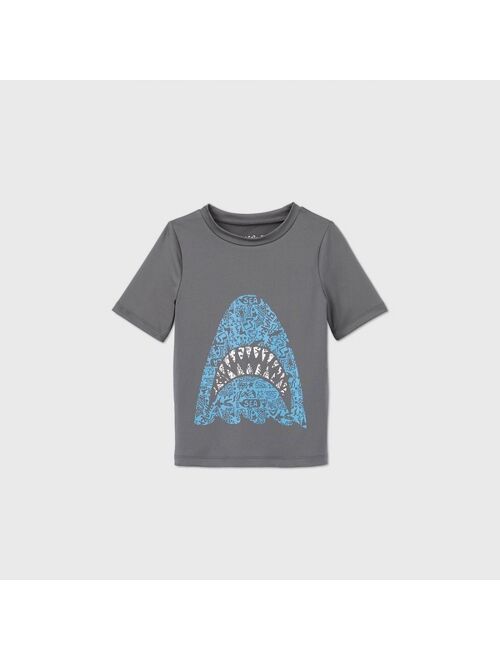 Toddler Boys' Shark Graphic Short Sleeve Rash Guard - Cat & Jack™ Gray