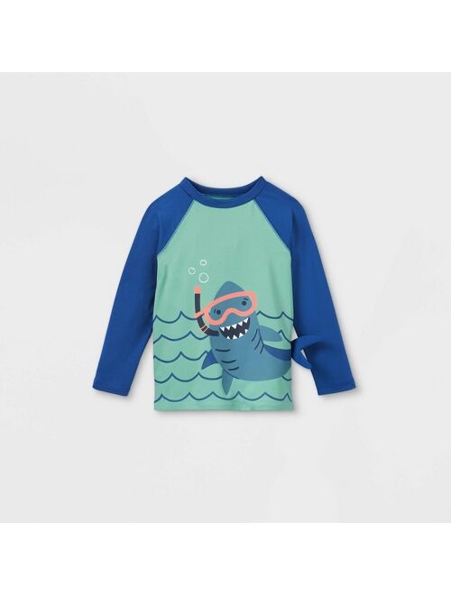 Toddler Boys' Shark Long Sleeve Graphic Rash Guard Swim Shirt - Cat & Jack™ Blue/Aqua