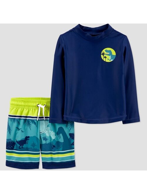 Toddler Boys' 2pc Dino Long Sleeve Rash Guard Set - Just One You® made by carter's Navy