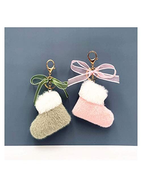 Fylsdes Cartoon Keychain Fashion Cartoon Plush Christmas Boots Pendant Gift Cute for Girls Keychain for Key Chain Decoration (Color : 1)