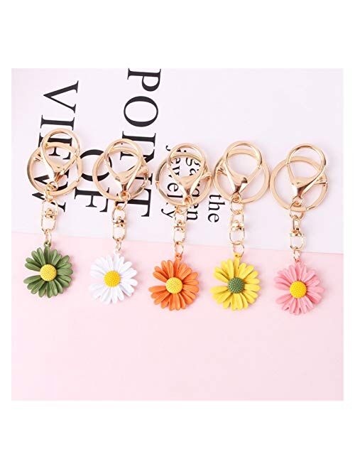 YSDSPTG Keychain New 5 Style Daisy Key Chain Korean Cute Flower Keychain for Women and Men Bags Girl Jewelry Chain Key Ring Wholesale Accessories Interior Accessories (Fa