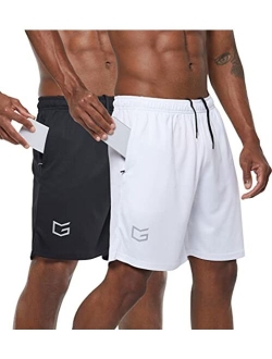 Men's 7" Workout Running Shorts Quick Dry Lightweight Gym Shorts with Zip Pockets