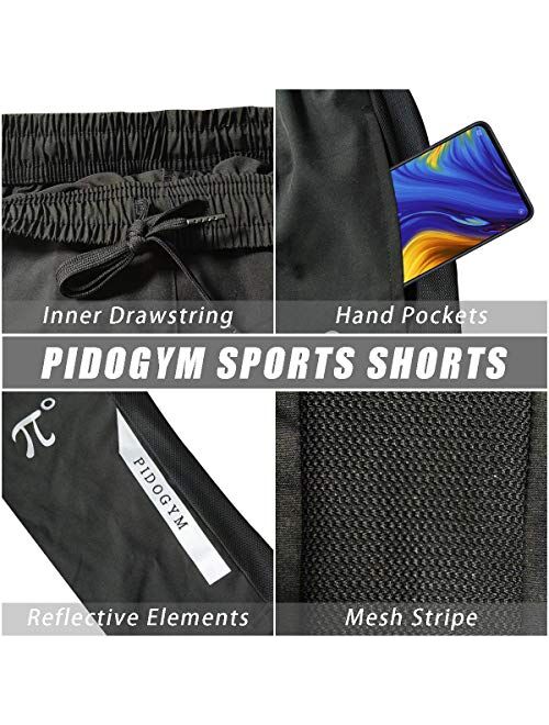 PIDOGYM Men's 7" Athletic Running Shorts Quick Dry Gym Workout Shorts with Reflective Taping