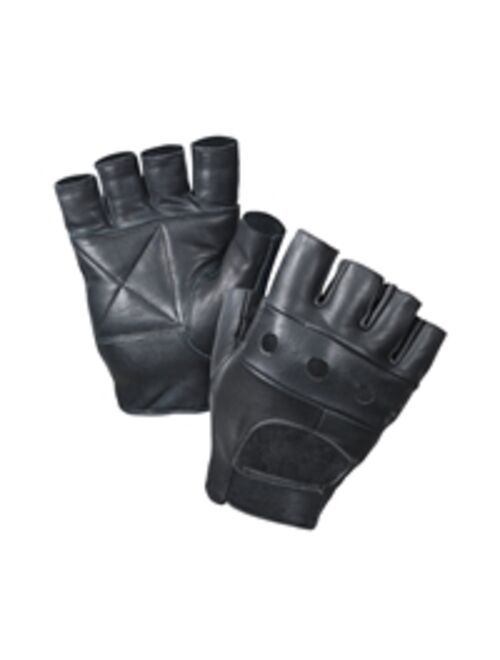 Rothco Black Leather Fingerless Biker Gloves