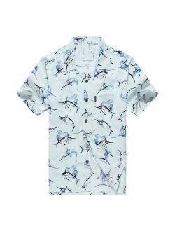 Hawaiian Shirt Aloha Shirt in Blue Marlin Fish