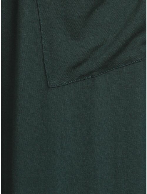 MOA COLLECTION Women's Solid Casual Basic Plus Size Long Body Duster Cardigan with Pockets/Made in USA