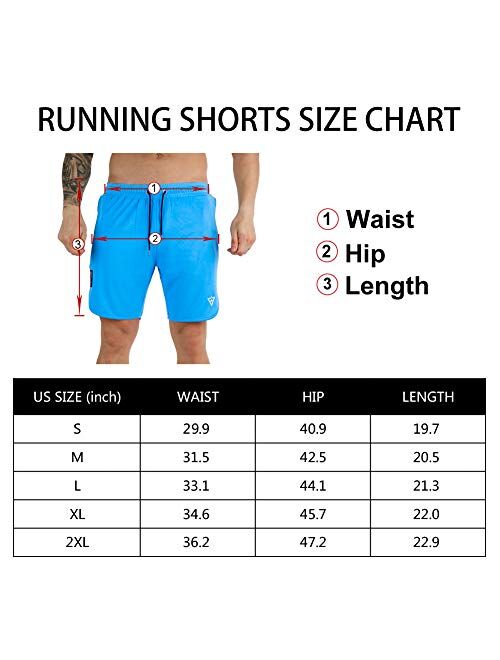 Wangdo Men's Workout Shorts 7" Running Shorts Athletic Bike Shorts Gym Shorts for Men with Zipper Pocket