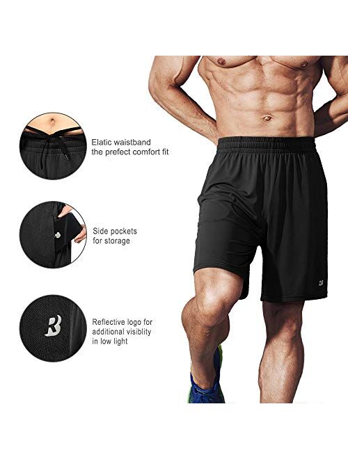 Roadbox Workout Shorts Men Athletic Gym Running Basketball Shorts for Men 7 inch with Pocket for Fitness Sports 2pack