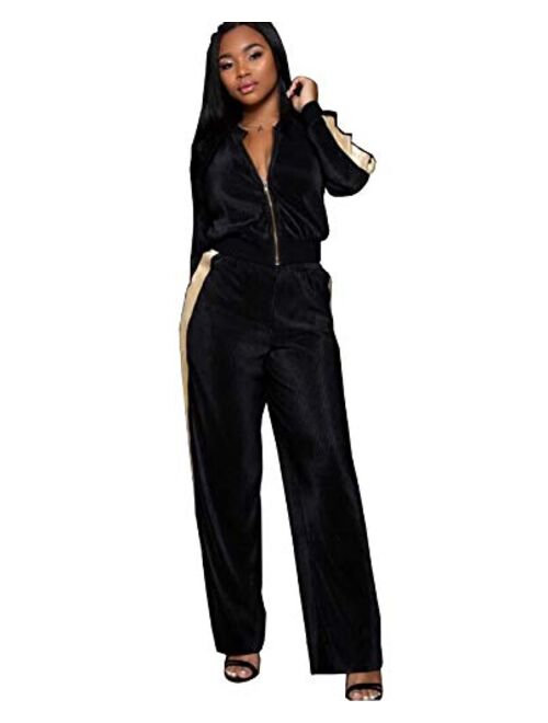 Womens Two Piece Outfits Tracksuit - Zip Up Jackets and Long Sweatpants Jogging Suit Sweatsuits Lounge Set
