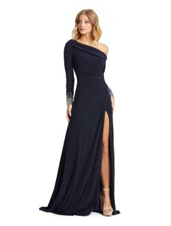 One-Shoulder Long-Sleeve Gown