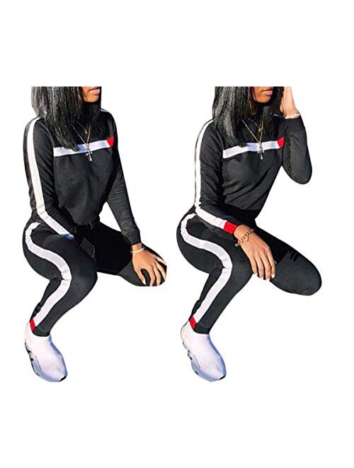 Apretty 2 Piece Outfits for Women Sweatsuit Crewneck Pullover and Long Sweatpants Tracksuit Jogging Suits