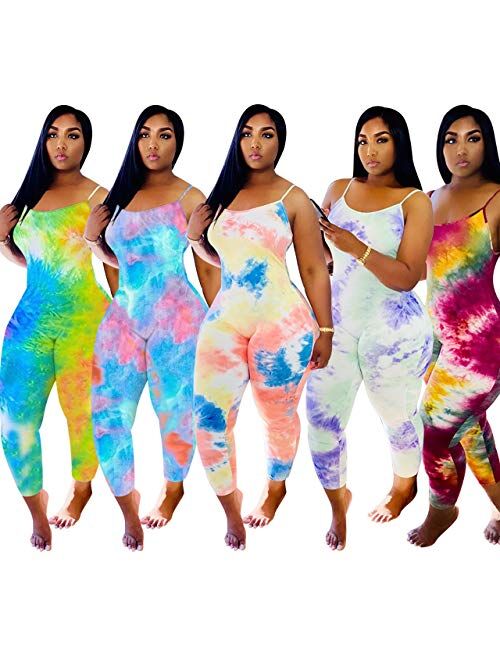 Buy Jumpsuits for Women Bodycon Sexy Bodysuit - Tie Dye One Piece ...
