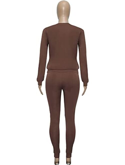QCHENG Plus Sweatsuits for Women 2PC Striped Long Sleeve Pullover Sweatshirt Long Sweatpants Tracksuits Sweatsuits Set