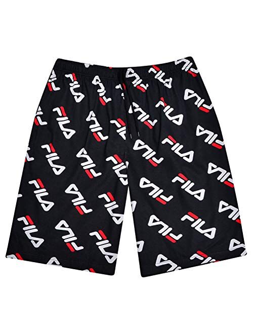 Fila Men Big and Tall Print Cotton Jersey Athletic Lounge Gym Shorts for Men