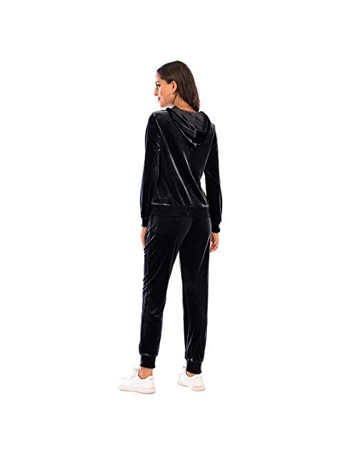 Sweat Suits for Women Set Casual Stripe Zipper Swearshirt Long Workout Pants Tracksuit Jogging Suits