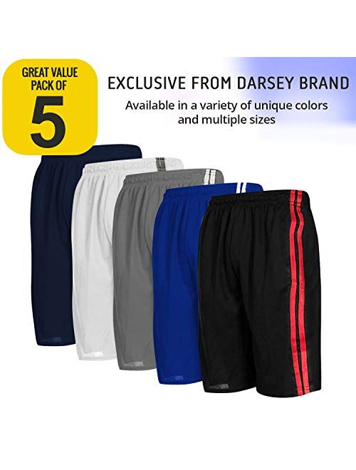 DARESAY Mens Athletic Shorts with Pockets, Workout Active Performance Shorts - 5 Pack
