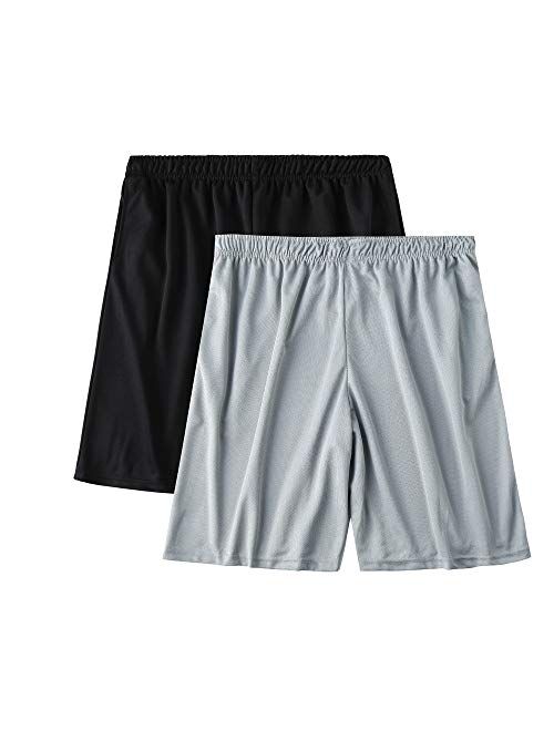 SAYFINE 2 Packs Men’s Atheletic Shorts, Black Mens Workout Sport Active Loose-Fit Shorts