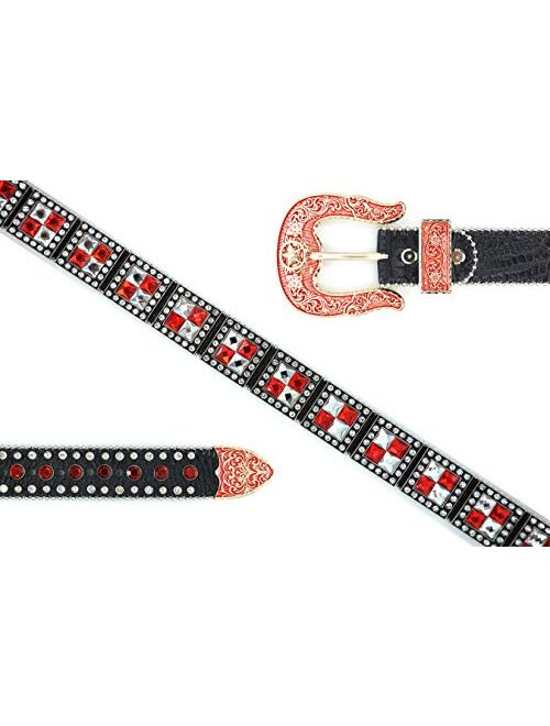 Genuine Leather Western Belt for Men And Women Rhinestones With Engraved Buckle For Cowboys and Cowgirls – Country Style
