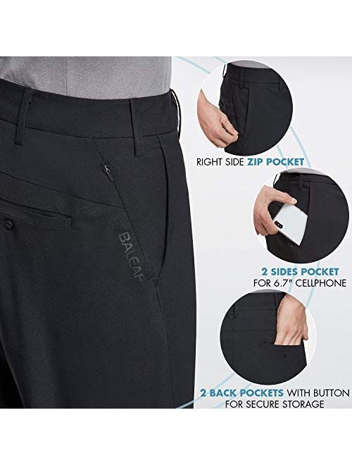 BALEAF 10" Golf Stretch Shorts for Men Flat Front Active Waistband Quick Dry Lightweight Casual Shorts with Zipper Pockets