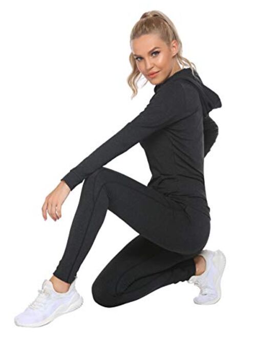 HOTLOOX 2 Piece Workout Sets for Women High Waisted Leggings Yoga Jacket Gym Set Jogging Suit Sports Tracksuit S-XXL