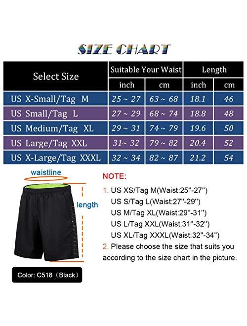 Men Athletic Shorts with Zipper Pockets Dry Fit Gym Shorts for Running Training and Fitness