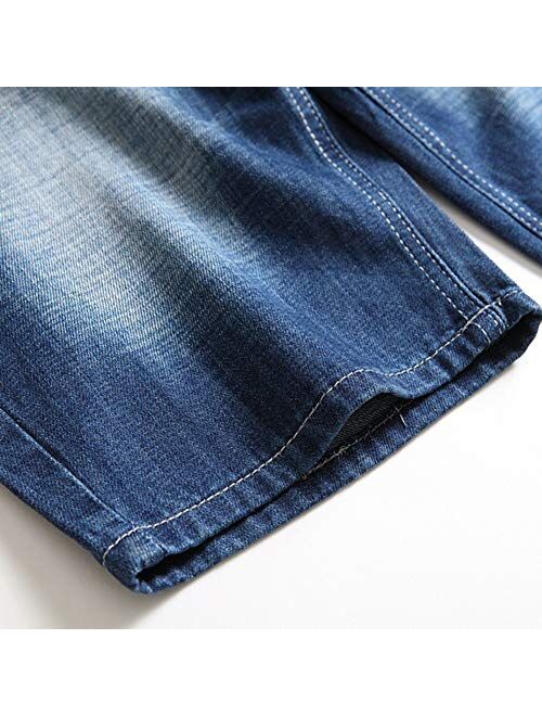 Men's Summer Denim Shorts Casual Stretchy Jeans Shorts Classic Fit Distressed Short Pants